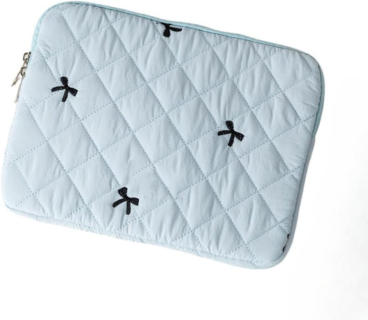 Skiennix Cute Bow Laptop Sleeve - Kawaii 11-Inch Carrying Case in Blue for Computer Protection