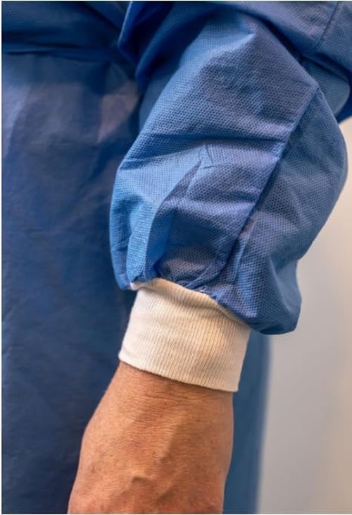 Regine Switzerland Disposable Isolation Gowns - Level 3 Sterile, Latex-Free, Long Cuffed Sleeve, Blue - 1 Count
