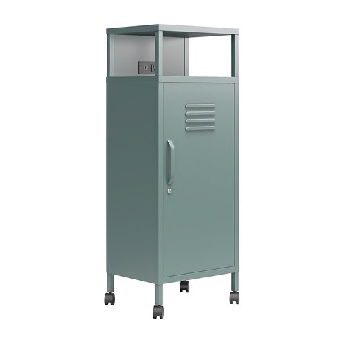 Novogratz Cache Metal Locker-Style Mobile Storage Cart, Hunter Green