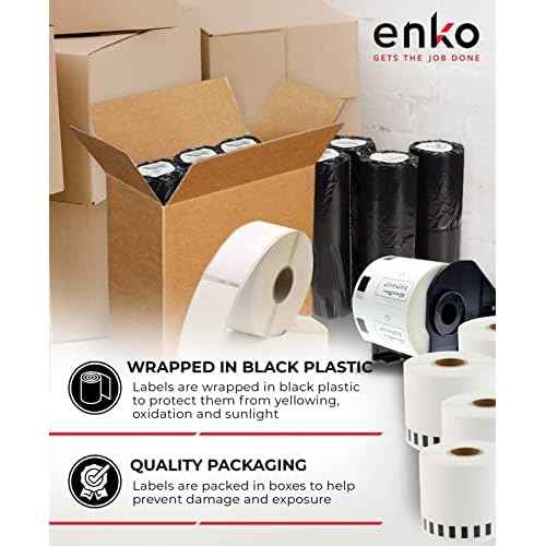 enKo - Compatible for Brother DK1209 1-1/7" x 2-3/7¡± Labels [12 Rolls / 9600 Labels with 4 Cartridge Frame]