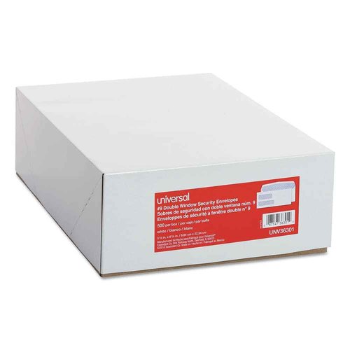 Universal 36301 Double Window Check Envelope, #9, 3 7/8 x 8 7/8, White (Box of 500)