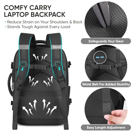 BALEINE Travel Backpack for Women Men, Large Sturdy Carry On Laptop Backpack Gifts for Business, Casual, Weekender, Hiking (XL, Black)