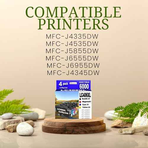 LC406XL LC406 Ink Cartridges Compatible for Brother Printer for Brother MFC-J4335DW MFC-J4535DW MFC-J4335DW MFC-J5855DW MFC-J6555DW MFC-J6955DW 4 Pack (Black Cyan Magenta Yellow)