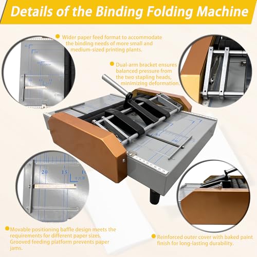 Automatic Booklet Maker and Folding Machine - 17 Sheet Capacity, 110V Professional Desktop Binding & Folding