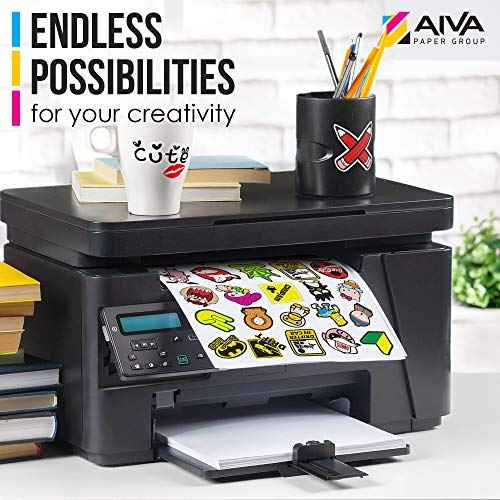 Printable Vinyl Sticker Paper for Laser Printer - Glossy White - 50 Self-Adhesive Sheets - Waterproof Decal Paper - Standard Letter Size 8.5"x11"