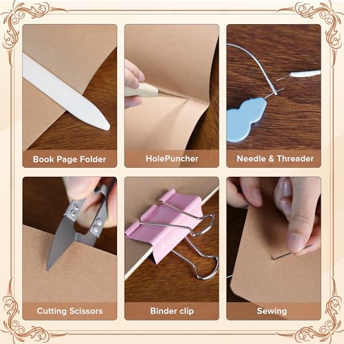 SCITROFACTORY 22PCS Book Binding Press Kits, Premium Book Binding Kit with Bone Folder, Press, and Supplies - Complete Bookbinding Set for DIY Projects and Repair