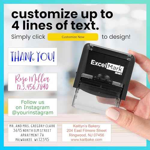 ExcelMark Custom Rubber Stamp ? Clean & Easy Stamping ? Personalized Self-Inking Stamp (Medium)
