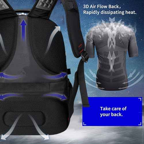 SHRRADOO Extra Large 50L Travel Laptop Backpack with USB Charging Port, College High School Backpack Airline Approved Business Work Bag Fits 17 Inch Computer for Men Women