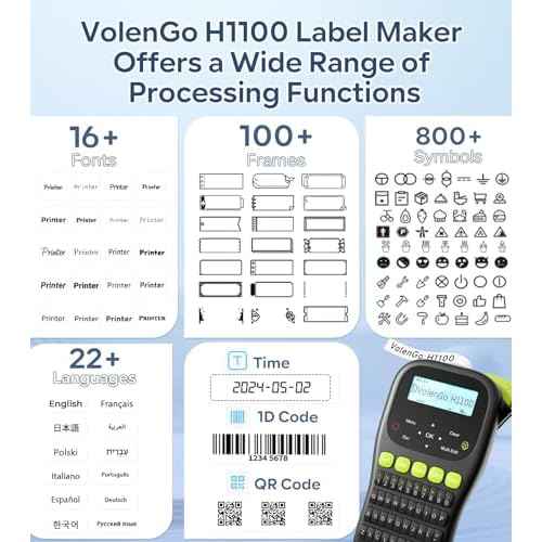 Label Maker Waterproof-Labels, Wire Cable Label Maker, Labeler Machine with Tapes Laminated, H1100 Handheld Labeling Maker with Backlit-LCD & One-Touch Key, Home Industrial Office Organization