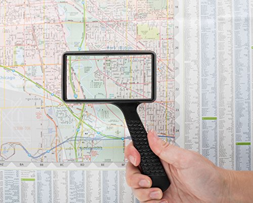 Jumbo Rectangular Handheld Magnifying Glass 3X Magnification Scratch Resistant Lens