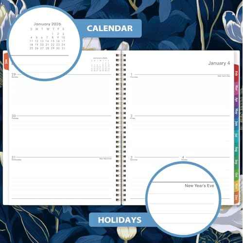 2026 Planner - Jan. 2026 - Dec. 2026, 8.5" x 11", Planner 2026 Weekly & Monthly, 2026 Calendar with 12 Monthly Tabs, Back Pocket