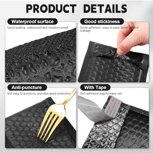 302 Pcs Trading Card Shipping Protector Set Include 200 Precut Plastic Inserts Card Mailers 100 Poly Bubble Mailers Padded Envelopes and 2 Masking Tape(Black,5.1 x 5.9 Inch)