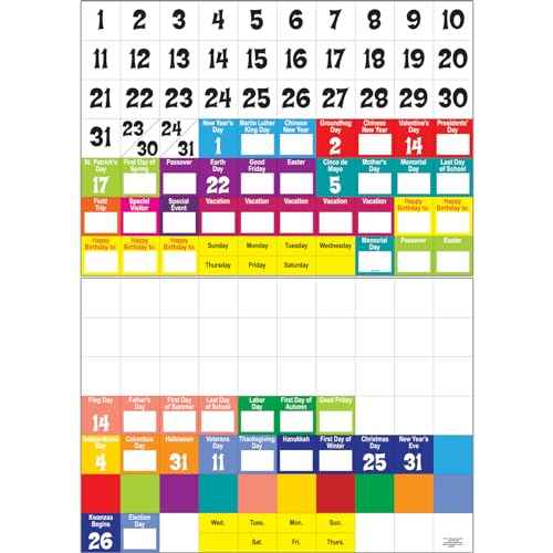 Space-Saver Calendar Pocket Chart¢â - 1 Pocket Chart, 64 Cards