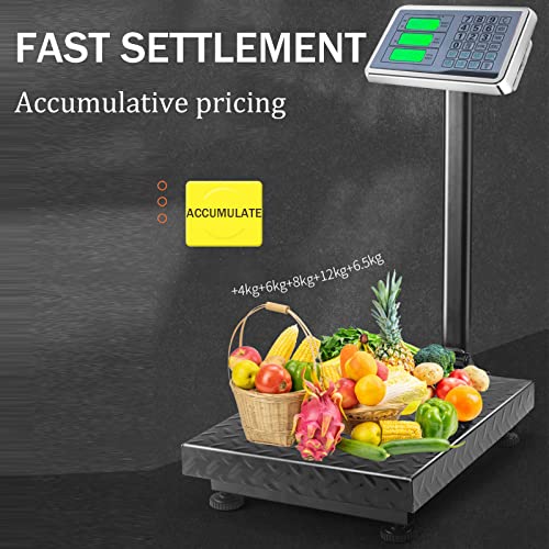 CXWAWSZ Black 660lb Commercial Stainless Steel Platform Scale with LCD Display