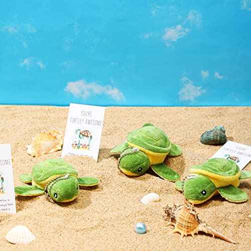 Honoson 24 Set Stuffed Turtle Employee Appreciation Christmas Inspirational Gifts Thank You Mini Plush Sea Turtle Animal Pun Thank You Note Cards for Coworkers Students Teacher Nurse Pocket Favors