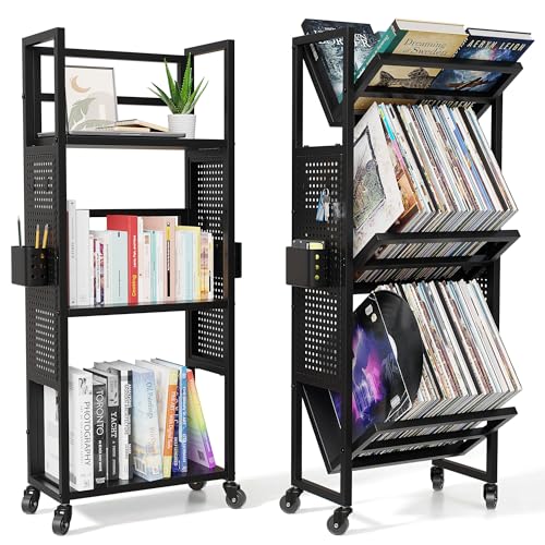 Rolling 3-Tier Book Cart with Wheels – Portable Library Display