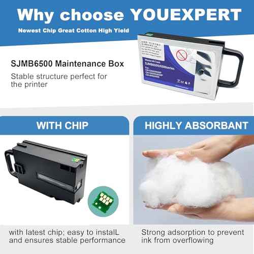 YOUEXPERT SJMB6500 Maintenance Tank Compatible with Epn ColorWorks CW-C6000A CW-C6000P CW-6030A CW-6030P CW-C6500A CW-C6500P Printers Waste Ink Collection Waste Ink Tank (2 Pack)