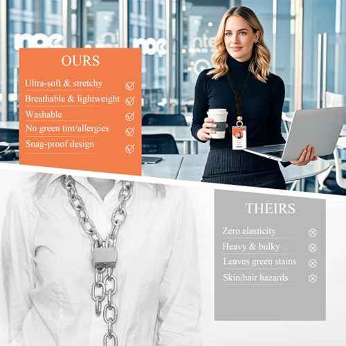 Stretchy Scrunchie Lanyard for ID Badges ? Cute Neck Lanyard for Keys | Retractable Keychain Holder for Women
