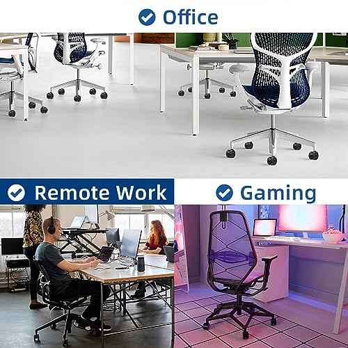 Office Chair Wheels casters 3 inch Silent Chair Wheels for Hardwood Floors and Carpet, Heavy Duty with Standard stem 7/16¡È* 7/8¡È(11mm*22mm), Load Capacity 600 Lbs Set of 5-3 Inch