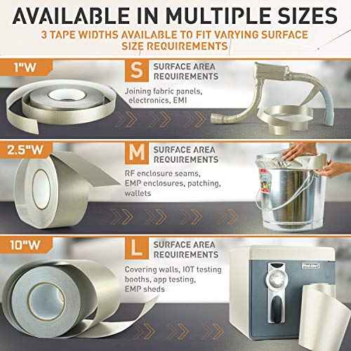 Mission Darkness TitanRF Faraday Tape // 10in W x 10ft L (25.4cm x 3.05m) High-Shielding Conductive Adhesive Tape Roll Used to Connect TitanRF Fabric Sheets or Seal RF Enclosures