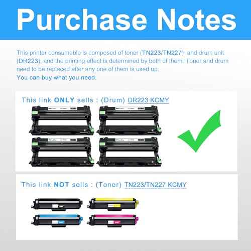 LCL Compatible DR223CL Drum Unit Replacement for Brother DR-223 DR223 DR-223CL Compatible with HL-L3210CW HL-L3230CDW HL-L3290CDW HL-L3270CDW Printer for Black or Cyan or Magenta or Yellow (4-Pack)