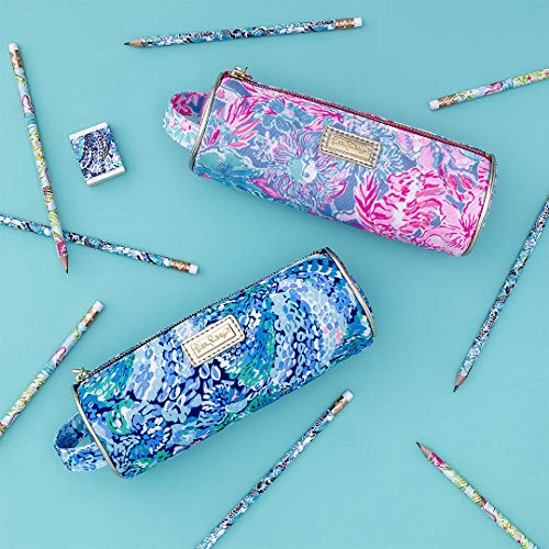 Viva La Lilly Lilly Pulitzer Pink Pencil Pouch with Handle - Travel Cosmetic Bag