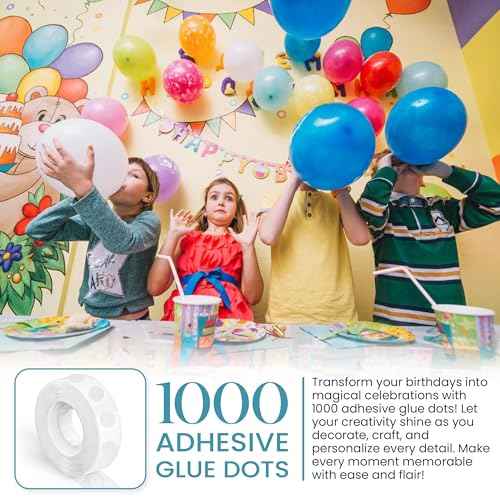Balloon Sticky Dots Double Sided ? 1000 PCS Balloon Tape for Arch, Balloon Stickers for Wall, Removable Adhesive Dots for Crafts, Party, and DIY Decorations
