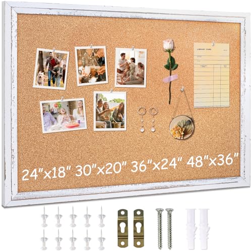 Dollar Boss 24x18 Rustic White Cork Board with Molding A White Frame