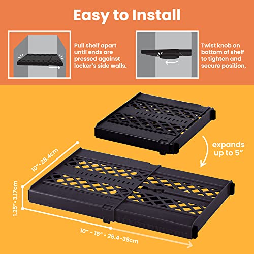 LockerMate Adjustable Locker Shelf Black - Fits 12-15 Inches, Supports 10 lbs