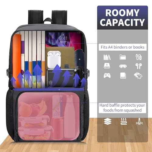 BERTASCHE Lunch Backpack, Work Backpack with Insulated Cooler Lunch Box 15.6 inch Laptop Backpack for Men Women, TSA Large Daypack for Commuter College Travel Picnic
