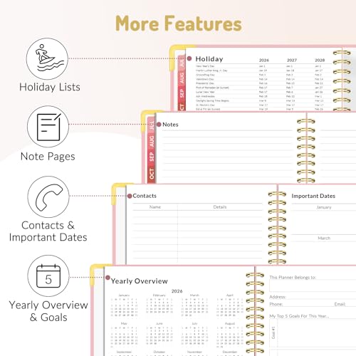 Forvencer Pink Academic Planner 2026-2027 | 8.5x11 Calendar Jul-Jun 2026-2027