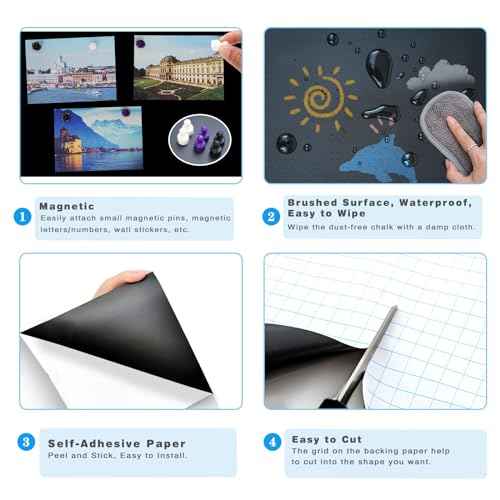 YOUNGJQ Magnetic Chalkboard Contact Paper for Wall 40" x 18" Self Adhesive Blackboard Wallpaper Peel and Stick Wall Decal with Starter Kit for Home Playroom Classroom