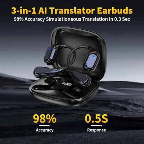 AI Translation Earbuds for Real-Time Translation, 150 Languages, Translation Music and Calling 3-in-1 Device for Translation, Music & Calls, Instant Translation for Travel, Business, and Learning
