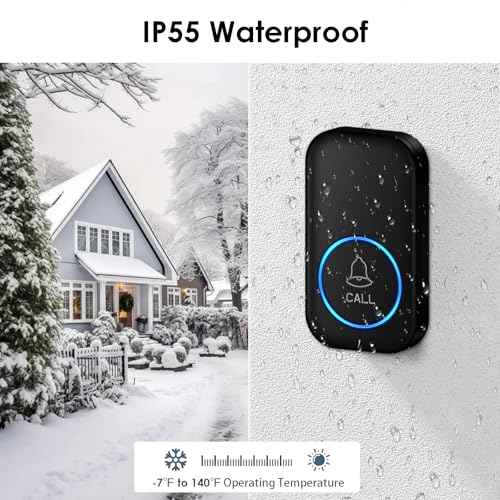 Caregiver Pager, FullHouse Wireless Call Button 1000+ Feet, SOS Alert Nurse Calling Elderly Fall Help System for Patient/Disabled Monitoring at Home, IP55 Waterproof