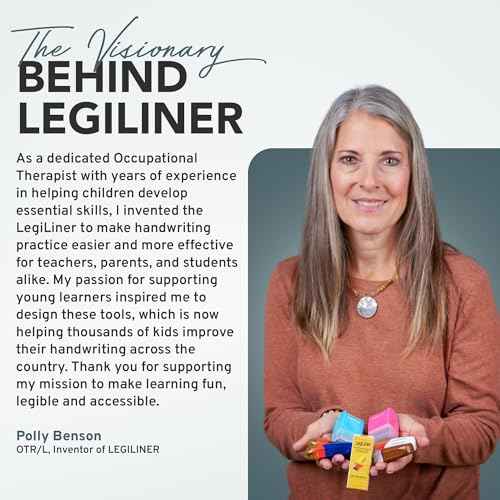 LEGILINER 3/4" Dashed Handwriting Line (RED) Teacher Stamp ? Tri-Line Dashed Pattern. Classroom & Home Use. Refillable Ink Writing Practice Roller Stamp.