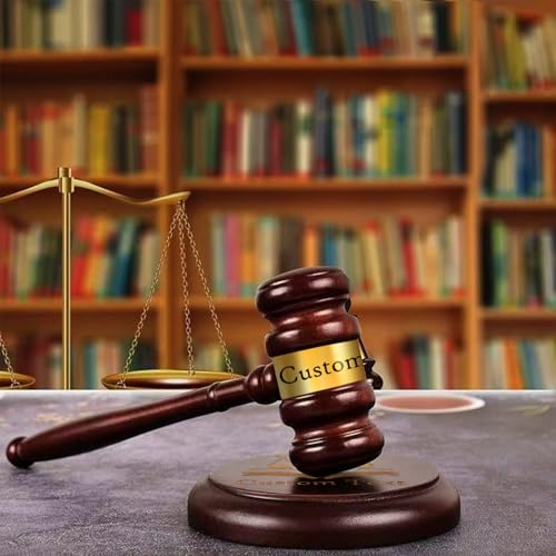Personalized Wooden Gavel and Sound Block Set for Chairmen, Lawyers - Scales Design