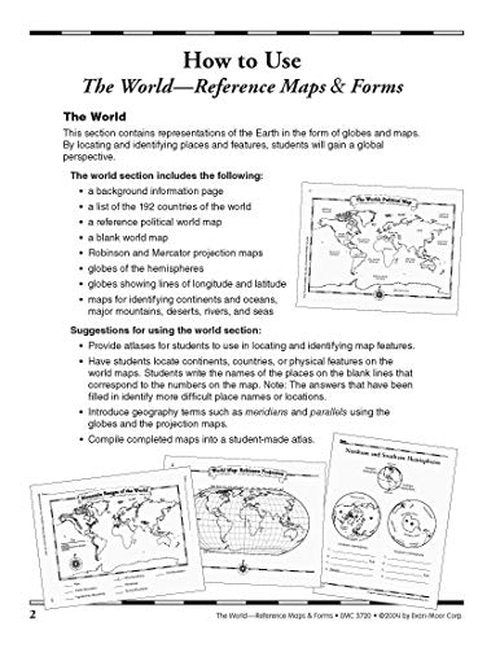 Evan-Moor Educational Publishers The World: Reference Maps & Forms Book (World & U.S. Maps)