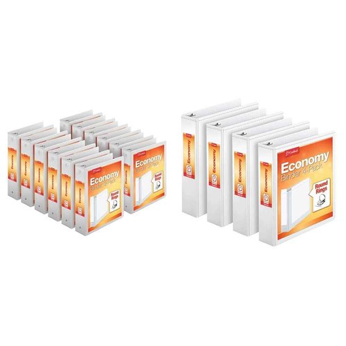 Cardinal Economy Binders Bundle - 3" and 2" Binders with Round Rings, Holds up to 625 Sheets, ClearVue Presentation View, Non-Stick, White