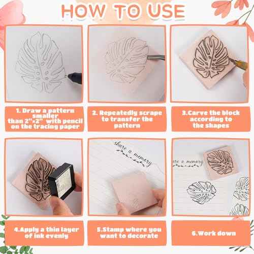 Frienda 48 Pcs 2" X 2" Rubber Carving Blocks Linoleum Blocks for Printmaking, Stamp Making, DIY Crafting, Scrapbook, Painting, Soft and Easy to Carve (Pink)