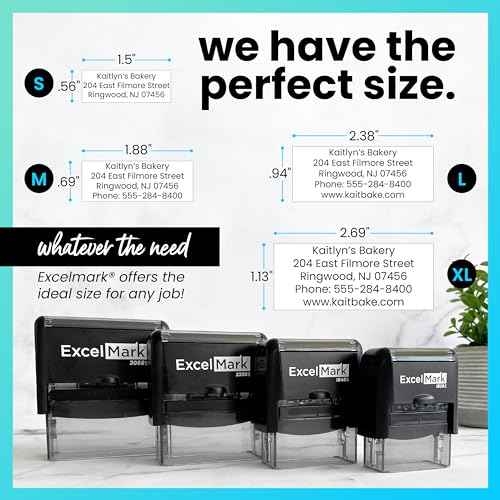 ExcelMark Custom Rubber Stamp ? Clean & Easy Stamping ? Personalized Self-Inking Stamp (Medium)