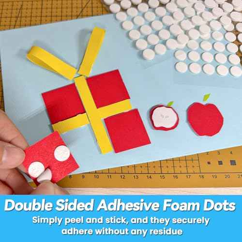 1000Pcs Double Sided Adhesive Foam Dots, 2mm and 1mm Thick Tape for Craft, Card Making, Marked Candles, Scrapbook, Poster and DIY Projects