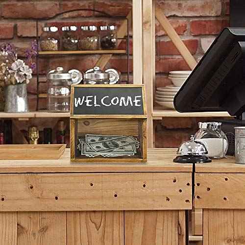 MyGift Tip Jar,Suggestion Box,Donation Box for Fundraising,Wooden Tip boxes with Slot and Lock,Prayer Boxes with Chalkboard Label and Keys for Church,Wedding
