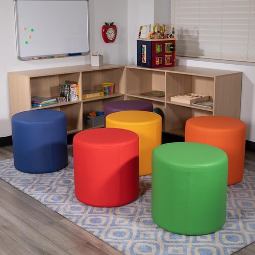 Flash Furniture Nicholas Soft Seating Flexible Circle for Classrooms and Common Spaces - 18" Seat Height (Red)