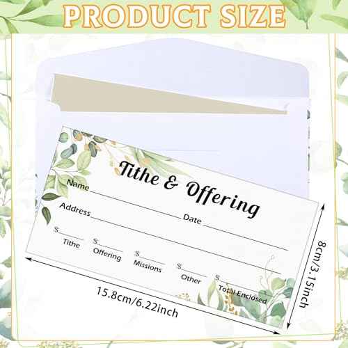 Outus 600 Pcs Church Offering Envelopes Tithe and Offering Donations Pack Cash Tithing Envelopes for Christian Religious Occasions Supplies(Green Leaf Style)