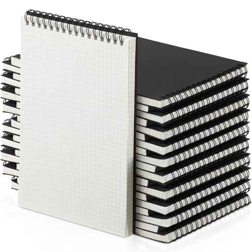 24 Pack Graph Paper Spiral Notepad A5 Top Wirebound Notepad Grid Notebook Steno Pads Memo Notebook Grid Paper 140 Pages for Writing Sketching Drawing Office Supplies (Black)