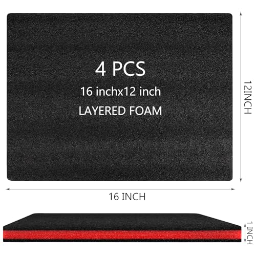STEFORD 4 Pack 16×12×1 inch Tool Box Foam, Polyethylene Shadow Kaizen