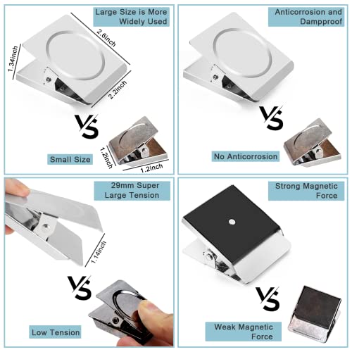 FINDMAG Silver Magnetic Clips, 4 Pack - Heavy-Duty Fridge & Office Clips