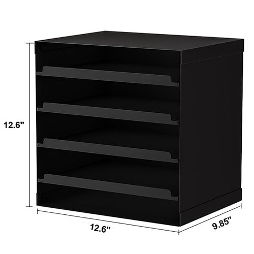 BOTALEGRE Desktop File Sorter with 4 Adjustable Shelves, Metal Desk Organizer, 12.6 x 12.6 x 9.85 inches (Black)
