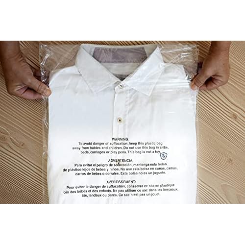 14X20 400 (Count) Clear Poly Bags With Suffocation Warning for Shipping and Packaging Resealable, Self Seal.