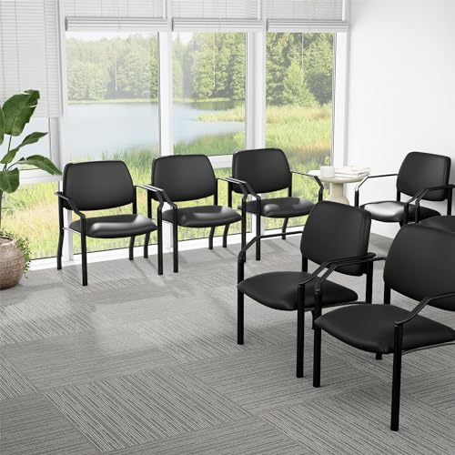 Boss Office Products Guest Chair 500 lb Weight Capacity, Black Vinyl Upholstered Chair